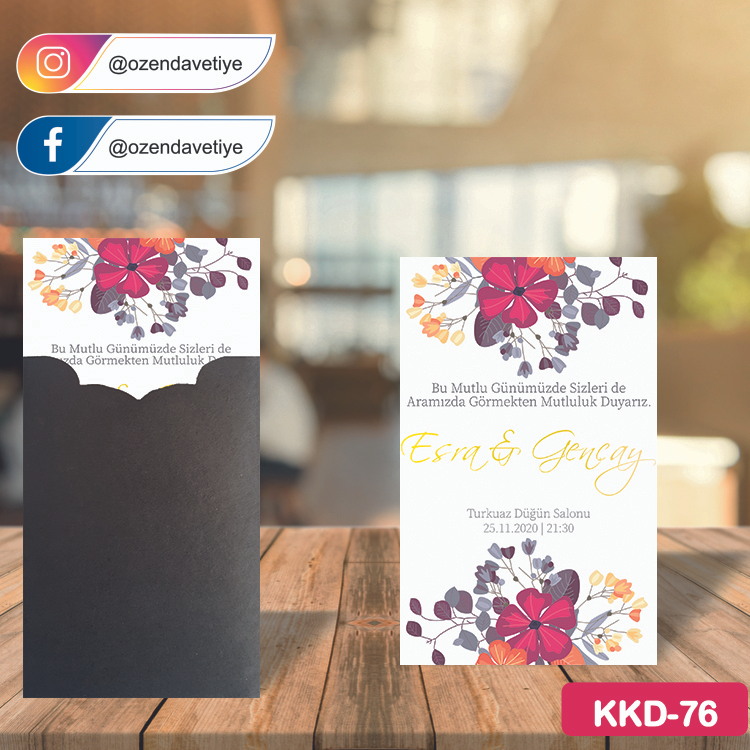 ozen-davetiye-Düğün Davetiyesi-Kahverengi Kraft Zarflı Davetiye Model No:76